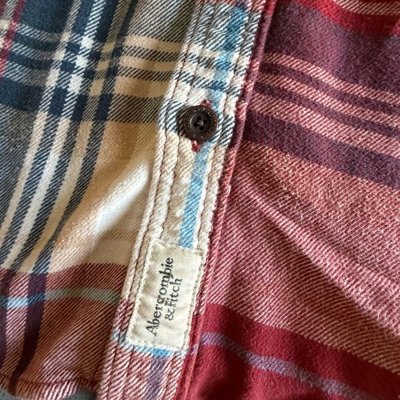 Abercrombie & Fitch Plaid Flannel Button-Up Shirt Heavy Thick Flannel Y2K - Picture 3 of 7